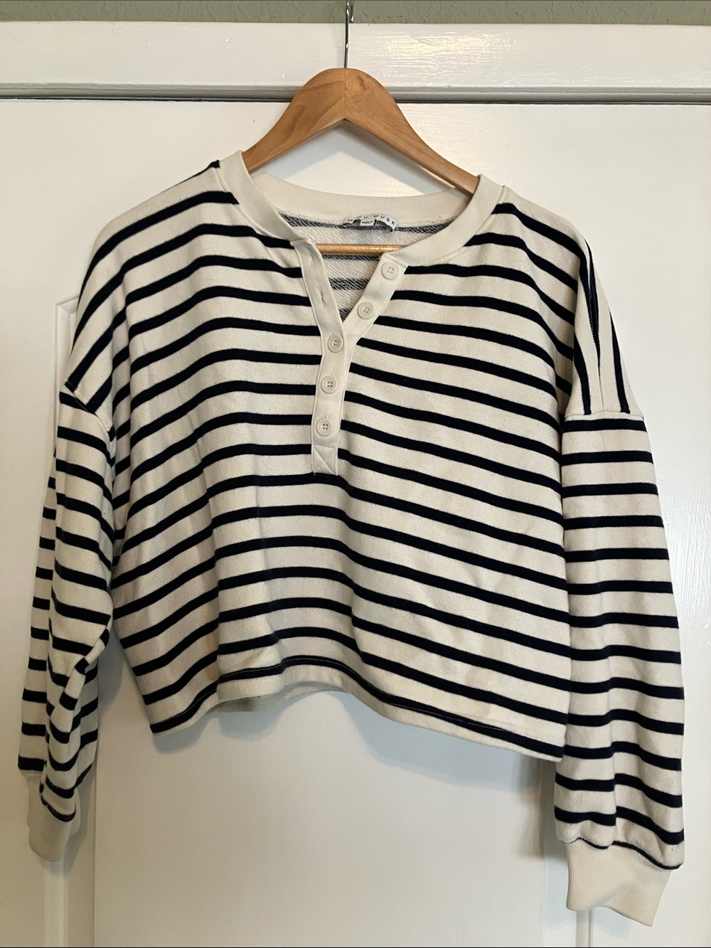 Miou Muse navy and white striped sweatshirt